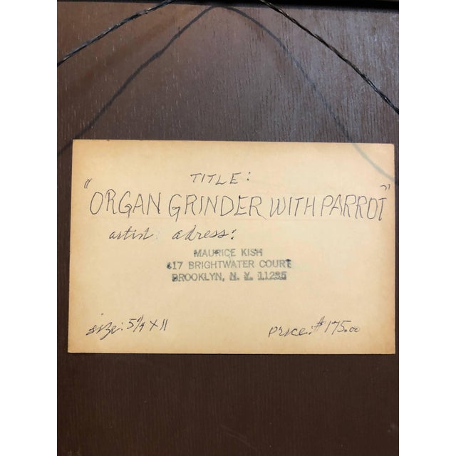 Mid 20th Century Maurice KishOrgan Grinder with Parrot Modern Judaica Oil Painting WPA Jewish artist For Sale - Image 5 of 5