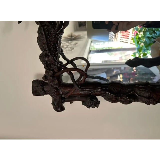 Early 20th Century Early 20th Century Chinese Root Wood Framed Mirror For Sale - Image 5 of 10