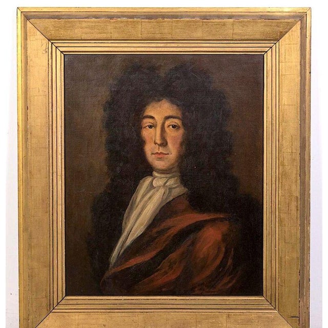 Antique original oil painting portrait of a gentleman in 17th century costume with an engaging expression. On the back of...