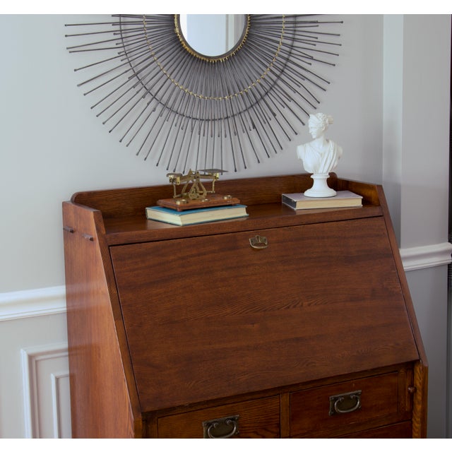 English Antique English Brass & Oak Postal Letter Scale With Original Weights, Early 20th Century For Sale - Image 3 of 6