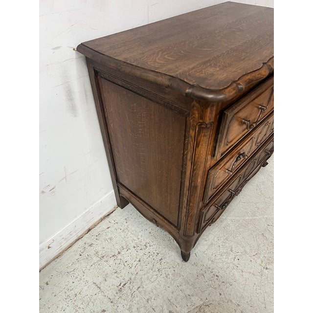 Brown Regency Style Chest of Drawers in Carved Oak, 20th Century For Sale - Image 8 of 12