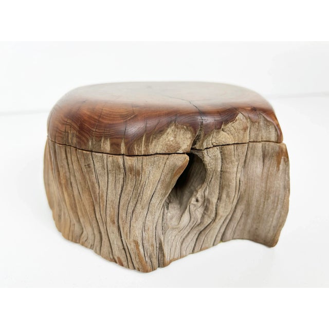 1960s Vintage Natural Edge Hand Made Wooden Box For Sale - Image 5 of 11