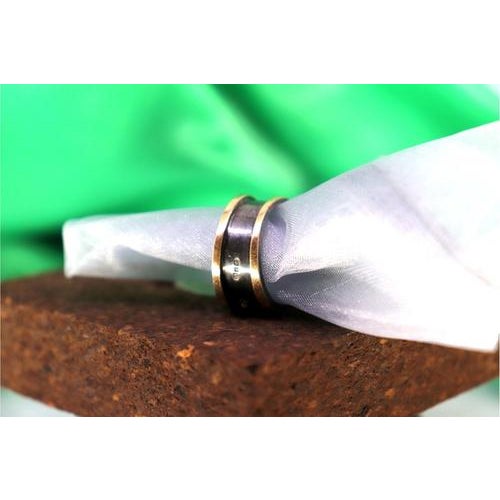 Metal Gold and Silver Ring with Nickel-Plated Center For Sale - Image 7 of 8