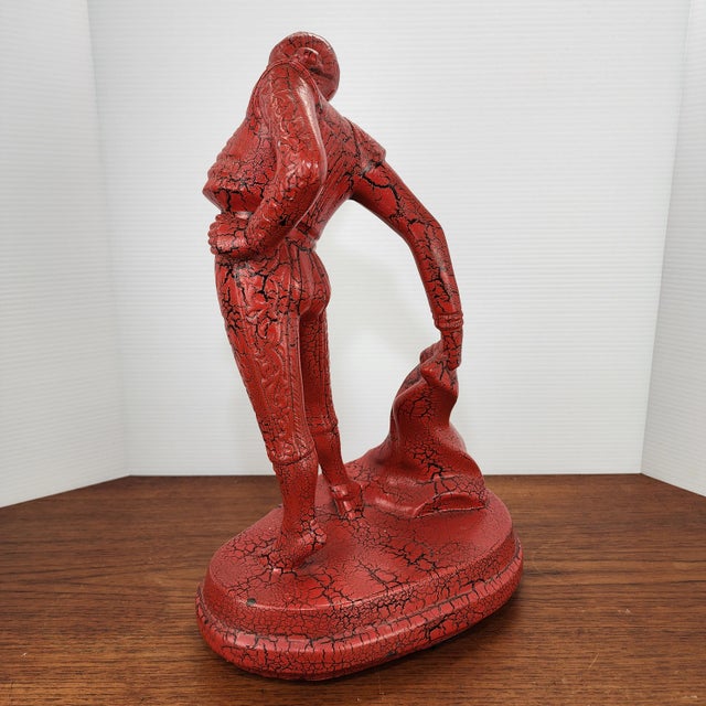 Royal Haeger Vintage Royal Haeger Red Crackle Lava Glaze Matador Bullfighter Figurine For Sale - Image 4 of 7