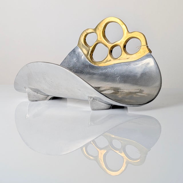 Vintage Log Rack in Aluminum and Brass by David Marshall, Spain, 1980s For Sale - Image 13 of 13