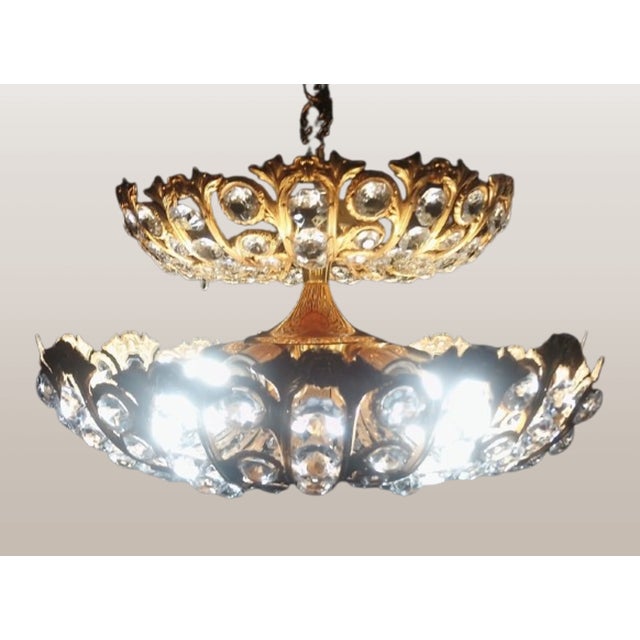 1970s Hollywood Regency Brass and Crystal Chandelier by Peris Andreu, 1970s For Sale - Image 5 of 9