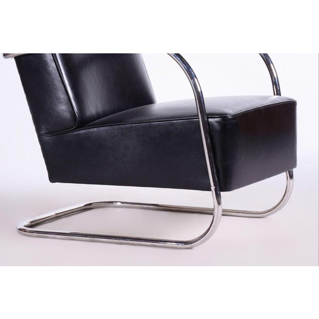 Bauhaus Lounge Chair in Leather from Mücke Melder, Czechia, 1930s For Sale - Image 9 of 12