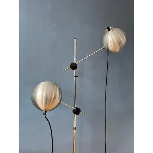 Metal Mid-Century Silver Swing Arm Eyeball Floor Lamp For Sale - Image 7 of 11