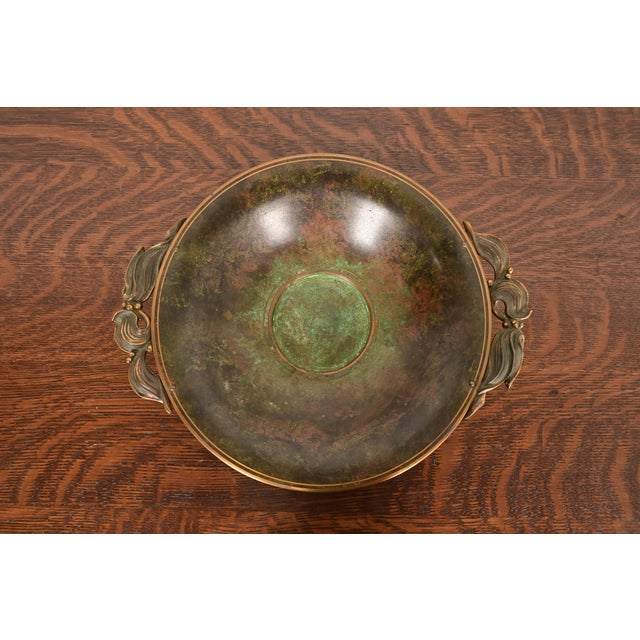 Carl Sorensen Art Deco Verdigris Bronze Centerpiece Bowl or Fruit Bowl For Sale - Image 12 of 12