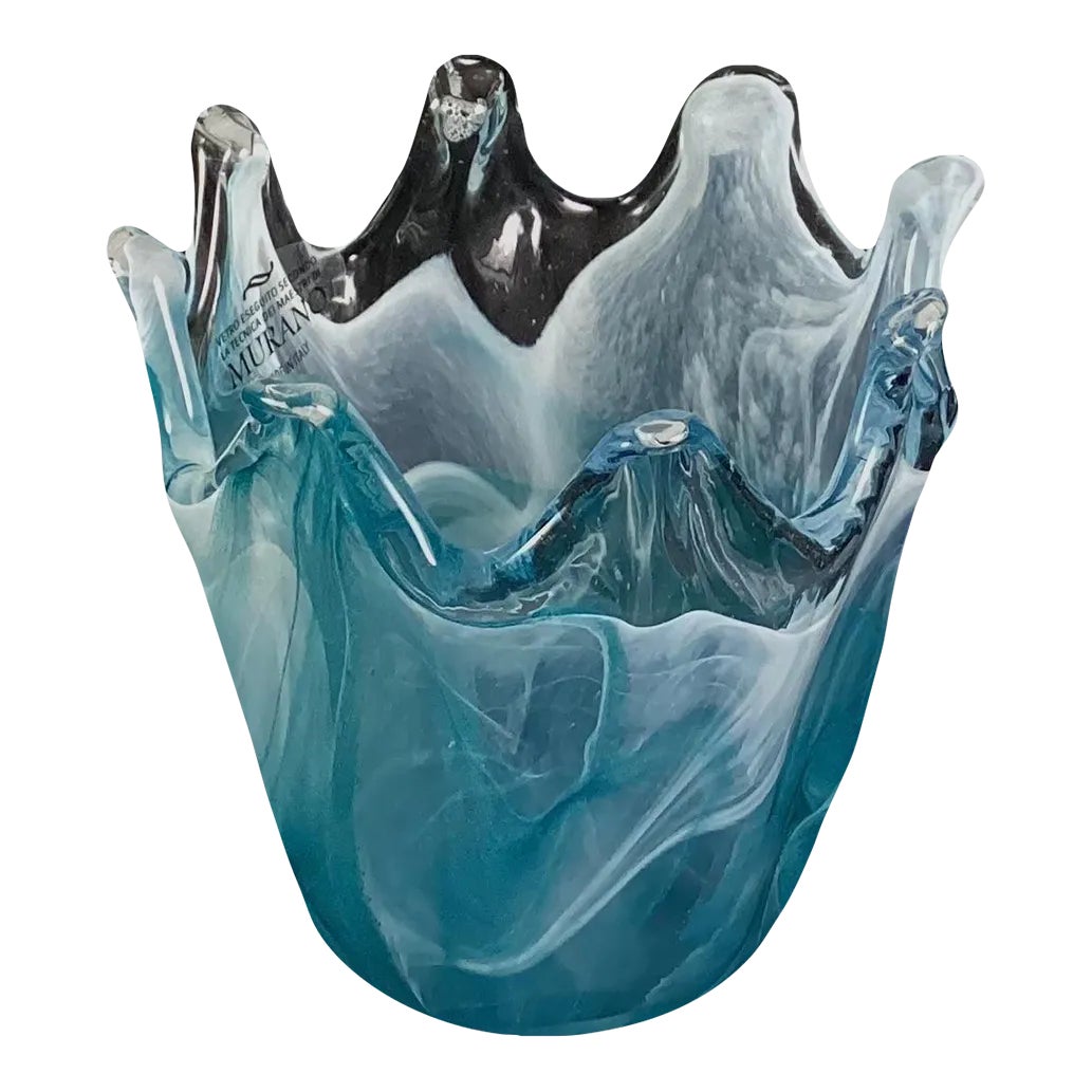 Lavorazione Arte Murano Style Art Glass Vase- | Chairish