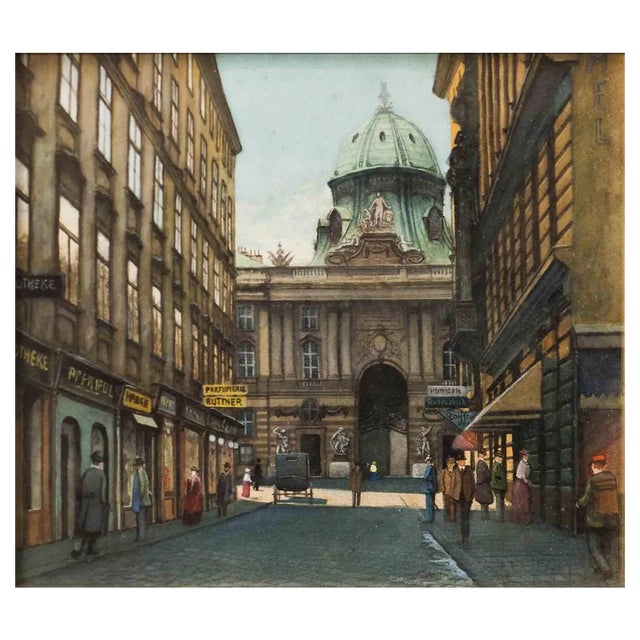 Unknown, View of the City of Vienna, Watercolor Drawing, Early 20th Century For Sale