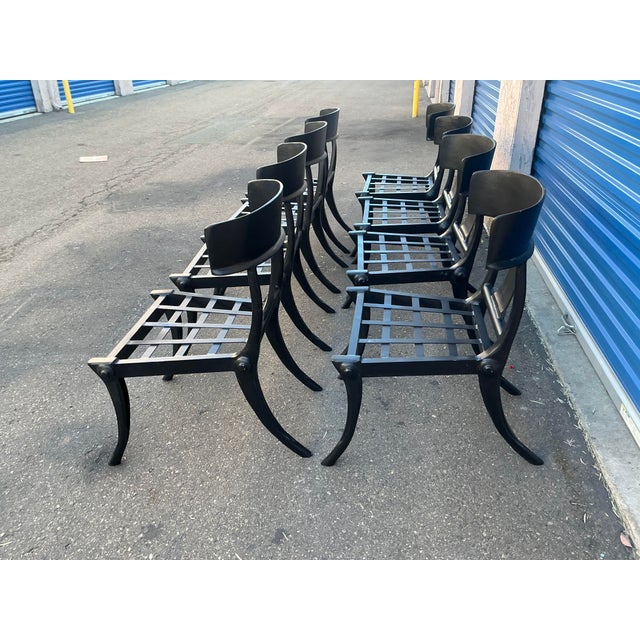 Black Modern Mid-Century Style Klismos Patio Dining Chairs - 8 For Sale - Image 8 of 16