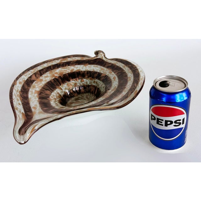 Murano Glass Hand-blown Gold Infused Leaf-form Tray or Ashtray Offered for sale is a mid-century modern hand-blown Murano-...