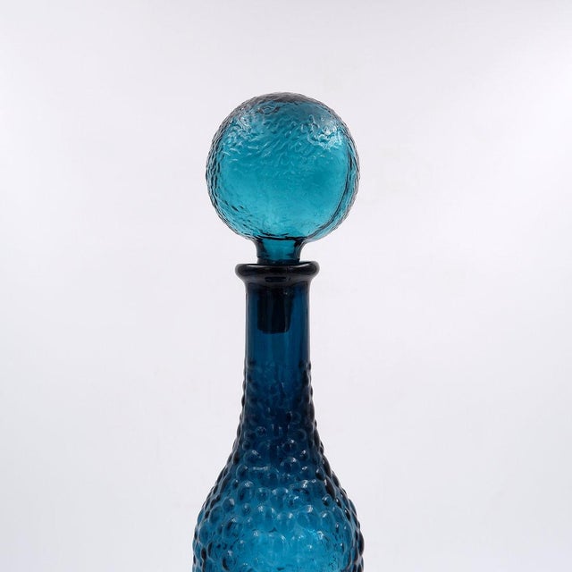 Mid-Century Modern Mid-Century Modern Italian Genie Bottle in Blue Empoli Glass, 1960s For Sale - Image 3 of 12