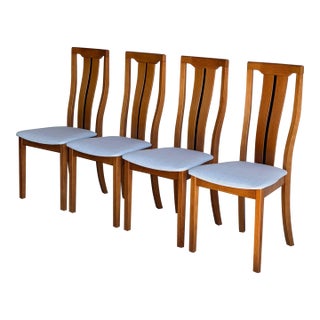 In Style of Skovby Teak High-Back Upholstered Dining Chairs Set of 4 Danish Vintage 1980s For Sale
