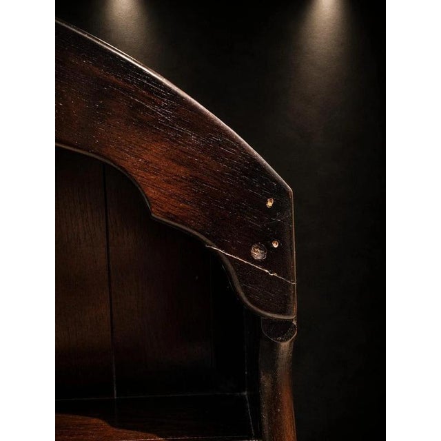 Brown Arts & Crafts Carved Oak Dresser Cabinet with Open Display Rack For Sale - Image 8 of 9