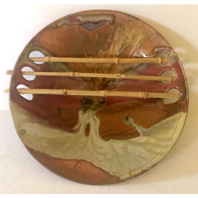 2000 - 2009 Wabi Sabi Ceramic Artist Bowl With Bamboo, Signed For Sale - Image 5 of 5