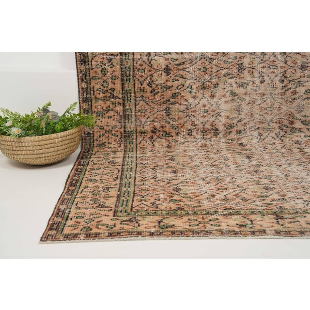 1970s 1970s Vintage Turkish Handmade Wool Cotton Beige Area Rug For Sale - Image 5 of 12