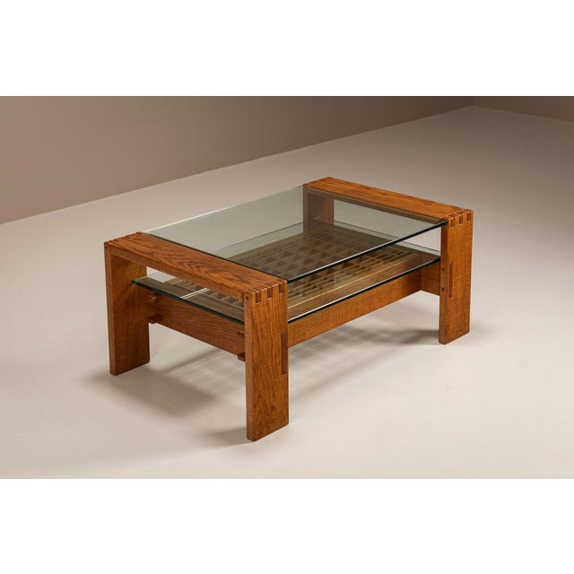 Brutalist Brutalist Coffee Table in Slavonian Oak from Giuseppe Rivadossi, Italy, 1970s For Sale - Image 3 of 10