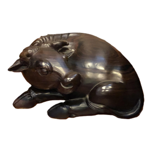 1990s Nativity Ox Cow Lying Carved Figure
