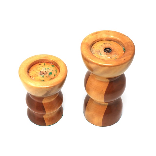 Vintage Mid Century Handmade Wooden Candle Holders - a Set For Sale In Tampa - Image 6 of 10