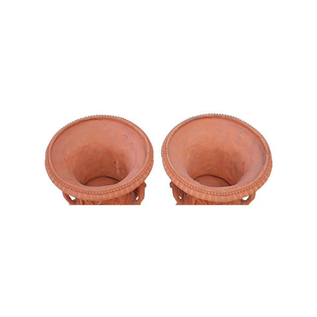 Vintage Neoclassical Style Terracotta Medici Campana Urns - A Pair For Sale - Image 4 of 6