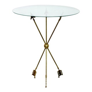 Mid Century Modern Gio Ponti Brass Glass Arrow Accent Occasional Table 60s Italy For Sale