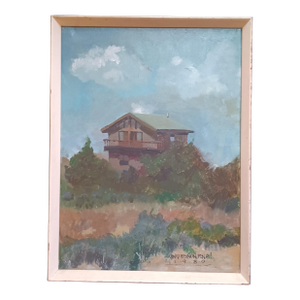 Fire Island Cottage in 1980 Original Signed Framed Oil Painting by David Beynon Pena