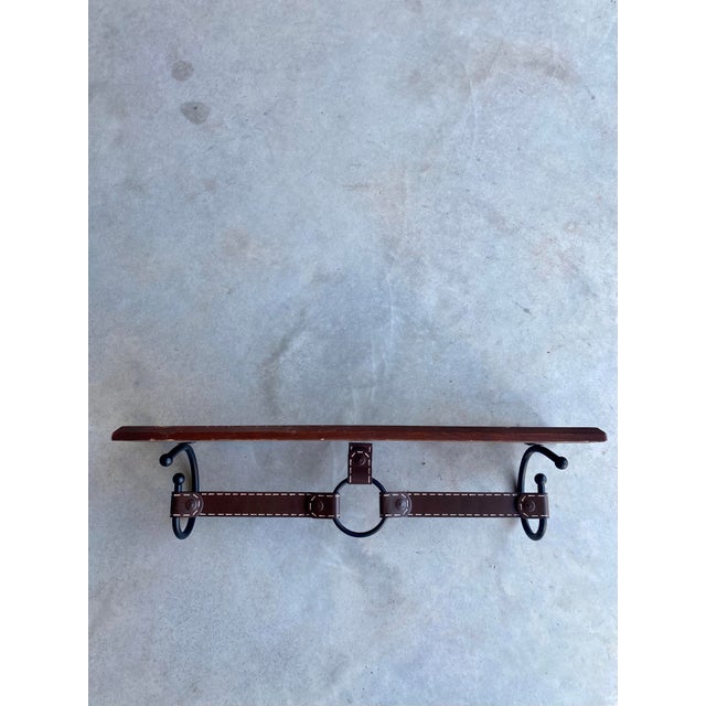 Hermès Jacques Adnet-Style Faux Leather Wall Shelf, Hand-Crafted Vintage For Sale - Image 4 of 15