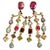 Bochic "Orient" Vintage Ruby & Multi gem Chandelier Earrings Set 18K Gold&Silver, A Pair For Sale - Image 15 of 18