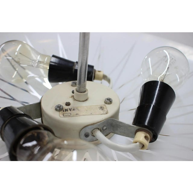 White Mid-Century Glass Pendant Lamp from Inva Litoměřice, 1970s For Sale - Image 8 of 9