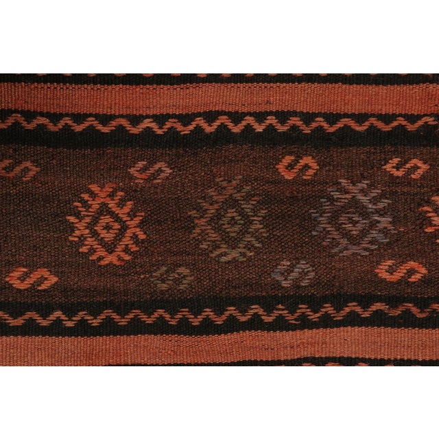 Vintage Gallery-Sized Kilim in Orange and Black Stripes and Tribal Patterns For Sale In New York - Image 6 of 7