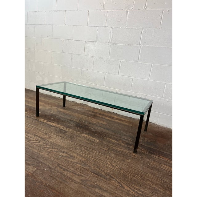 Metal Modern Brass and Glass Coffee Table Low Profile For Sale - Image 7 of 7