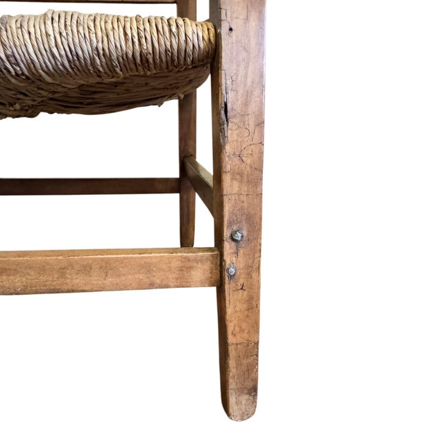 Antique Arts & Crafts Walnut & Rush Two-Seater Settee, 1900 For Sale - Image 9 of 10
