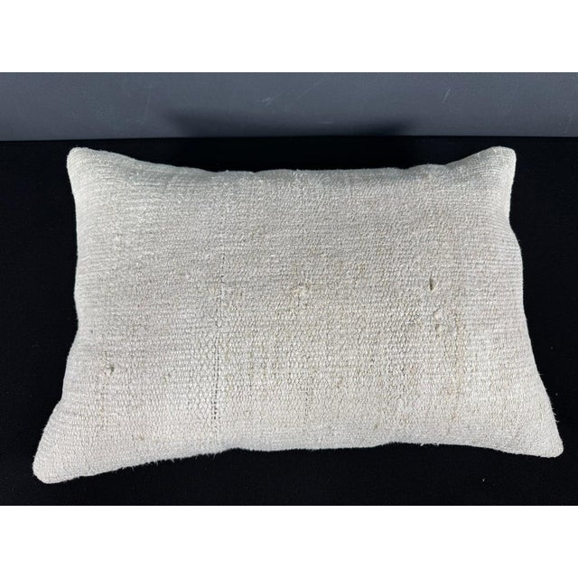 Turkish Hemp Pillow Cushion Natural Beige Pillow Cushion Cover 16" x 24" For Sale - Image 4 of 4