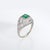 Finely detailed vintage Art Deco diamond & emerald ring (circa 1920s to 1930s) crafted in 900 platinum. 32 diamonds total...