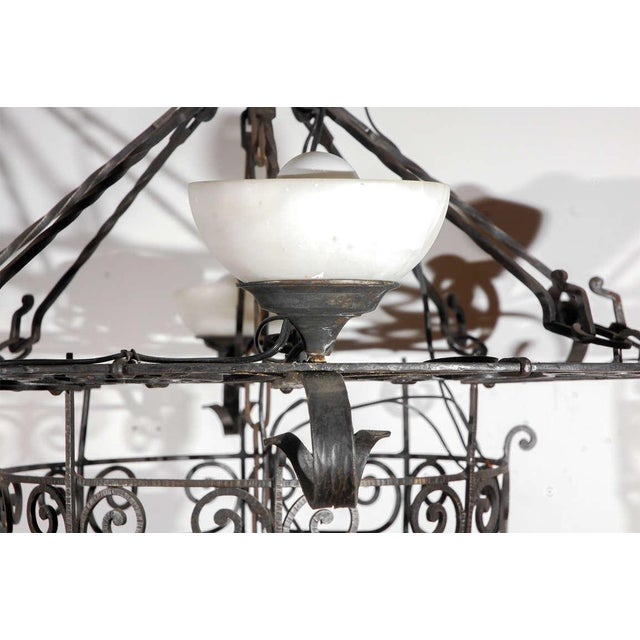 Metal French Iron and Alabaster Fixture For Sale - Image 7 of 10