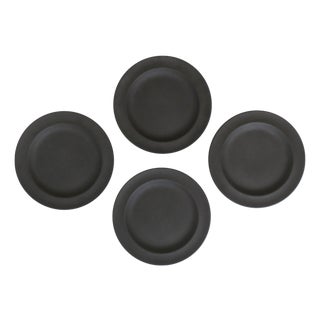 1970s Wedgwood English Matte Black Basalt Plates - Set of 4 For Sale