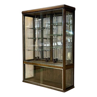 Shop Cabinet in Oak with Sliding Glass Doors For Sale