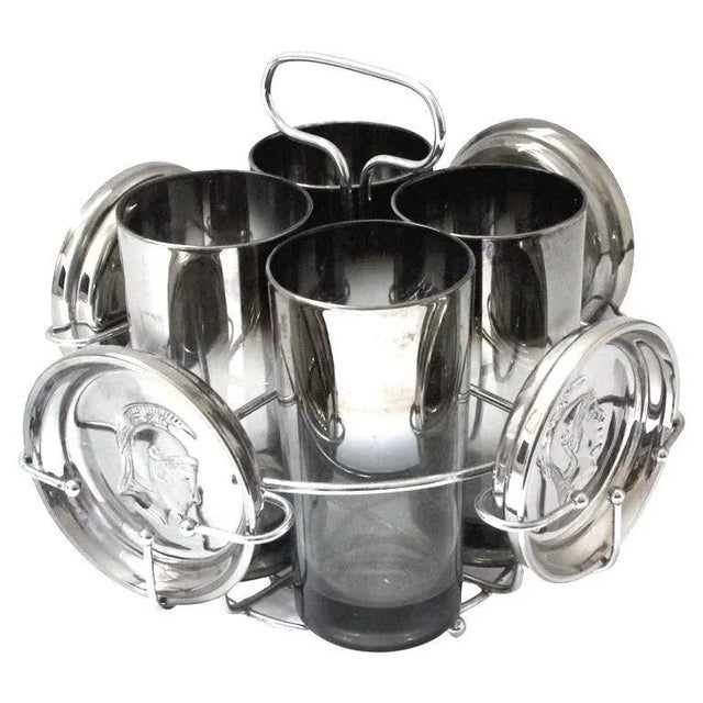 Silver Highball Glass Set Caddy Trojan Warrior For Sale - Image 8 of 13