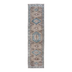 Long Hand-Knotted Antique Heriz Runner in Wool With Sub-Geometric Medallions 2'8 X 11'9