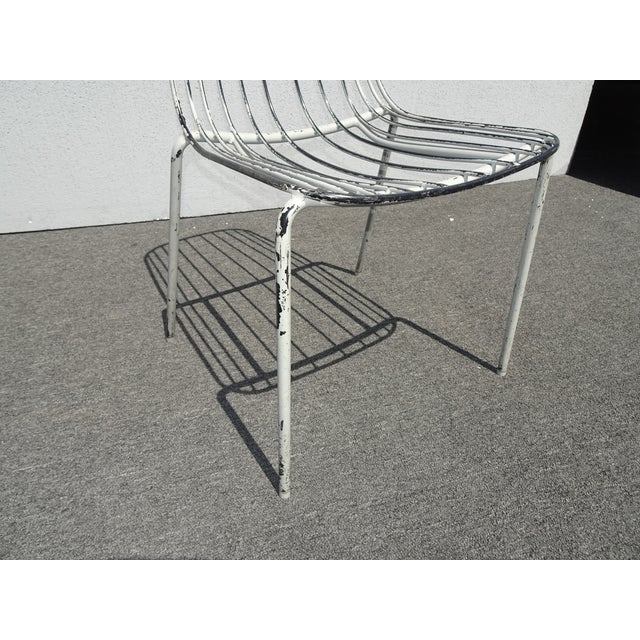 Pair of Vintage Mid Century White Iron Side Chairs For Sale - Image 10 of 12