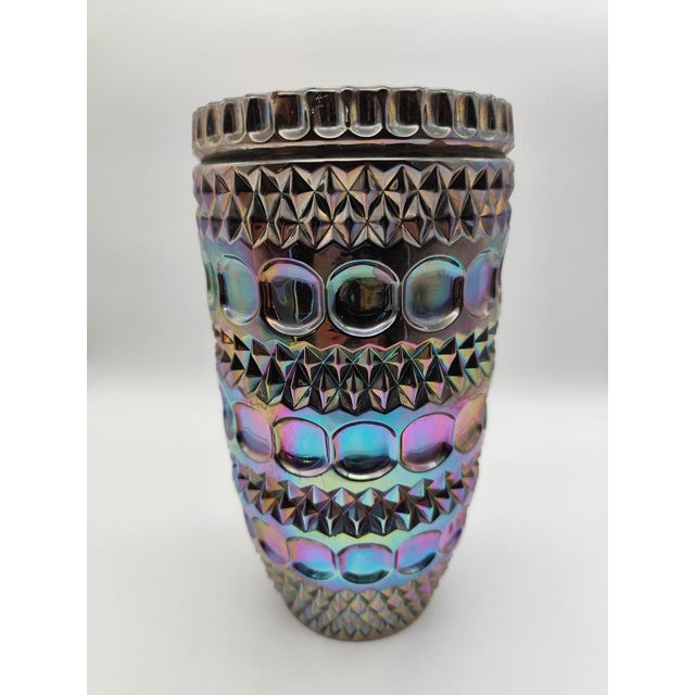Vintage Pressed Glass Carnival Glass Vase, 1960s For Sale - Image 9 of 9