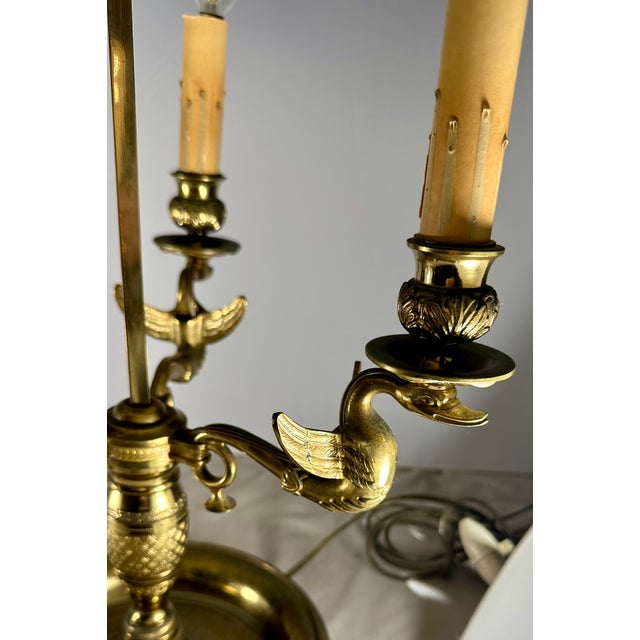 Traditional Early 19th Century French Empire Bouillotte Three Light Table Lamp. For Sale - Image 3 of 13