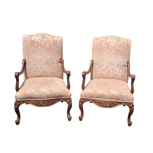 1990s Fine Pair of Large High Back Georgian Style Armchairs For Sale - Image 12 of 12