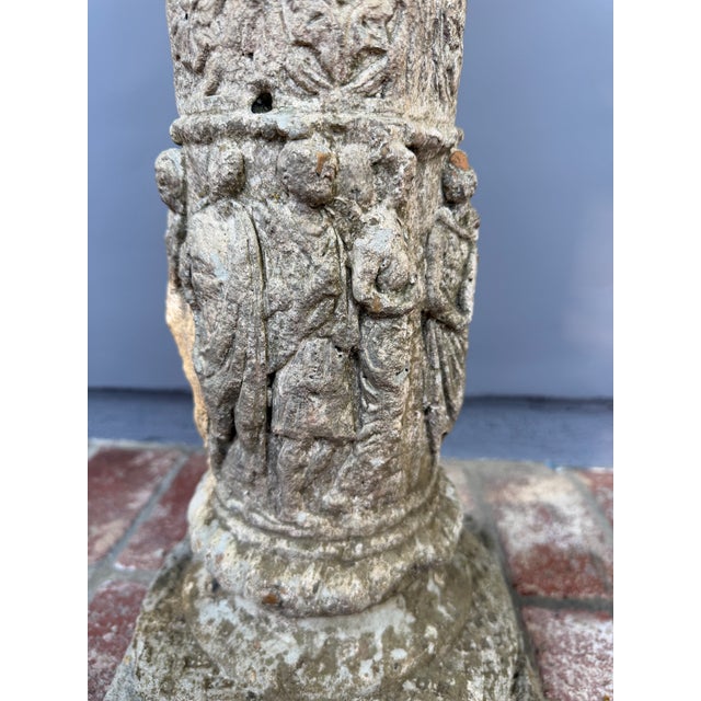 50s Classical Column Pedestal Concrete Stone Architectural Salvage Bird Bath Stand Vintage For Sale - Image 16 of 18