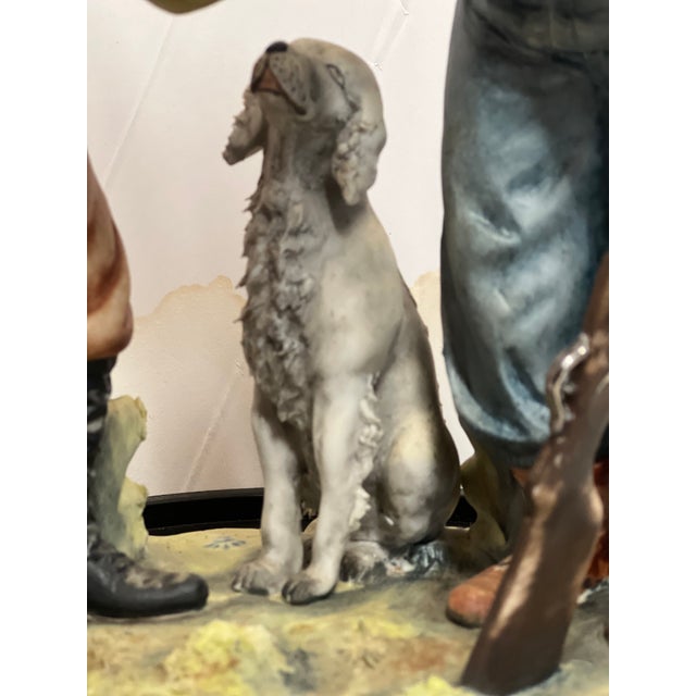 Vintage Large Capodimonte Porcelain Figurine of Rabbit Hunters With Dog For Sale - Image 10 of 10