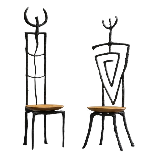 Vintage Accent Chairs in Iron and Beech by Philippe Starck, 1980s, Set of 2 For Sale