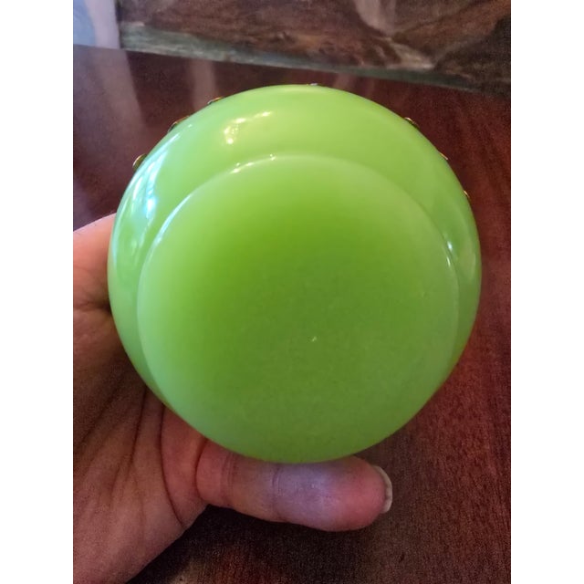 Gemstone Antique Emerald Jade Green Opaline Crystal Perfume Bottle For Sale - Image 7 of 13