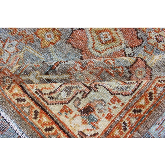 Antique Persian Sultanabad Rug With a Soft Sky Blue Field With Stylized Palmette 4'4 X 9'4 For Sale - Image 11 of 12